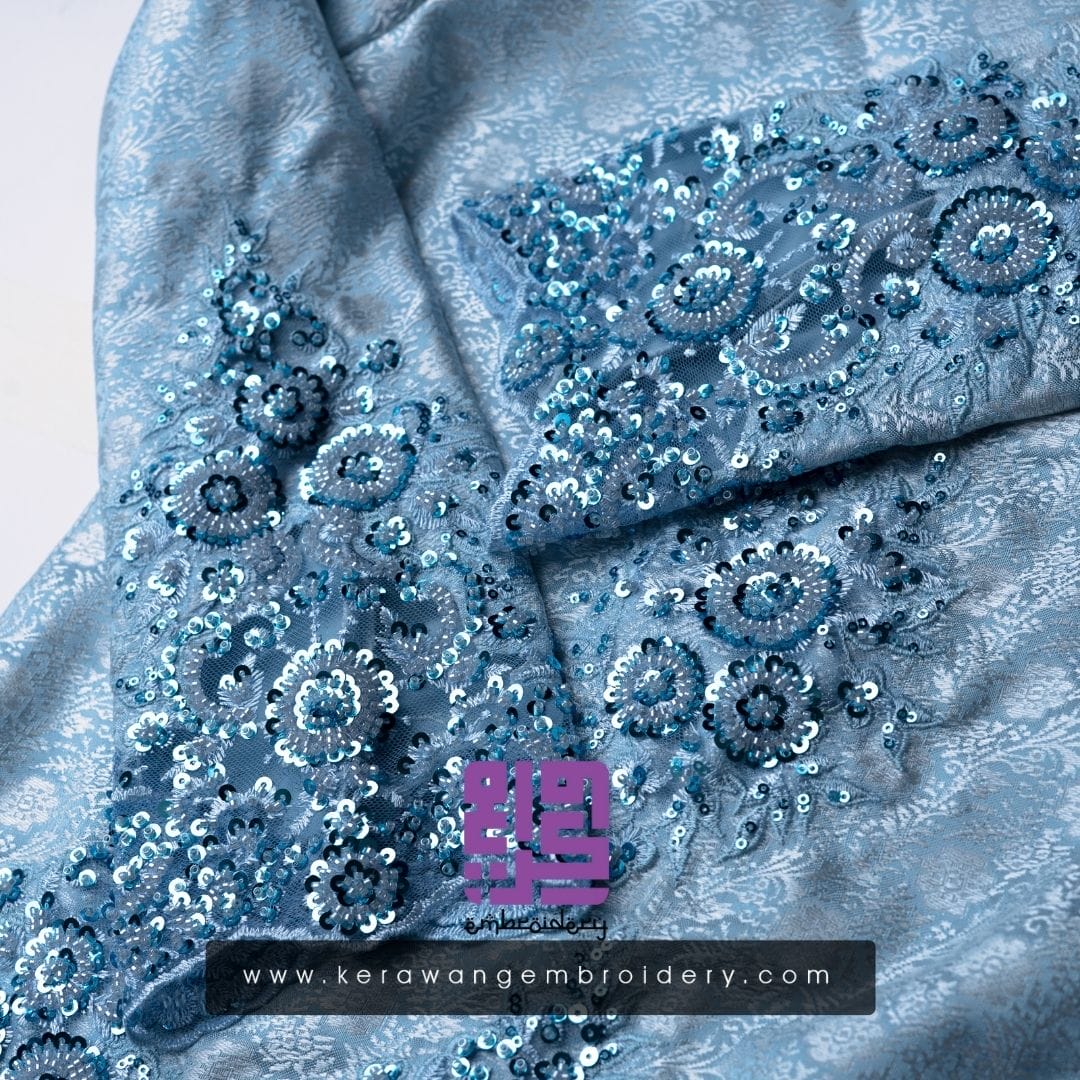 Baju Pengantin Kurung Kedah Sulam Lace Corak Daisy