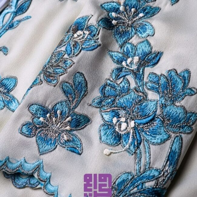 Baju Nikah Kurung Moden Kebaya Princess Cut Corak Sulam Orkid