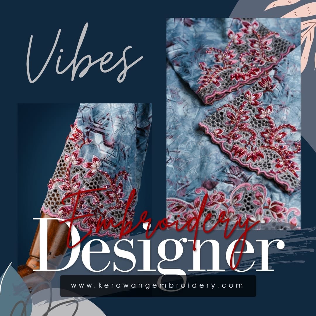 Baju Sulam Kurung Kedah Moden Motif Bunga Senduduk 07