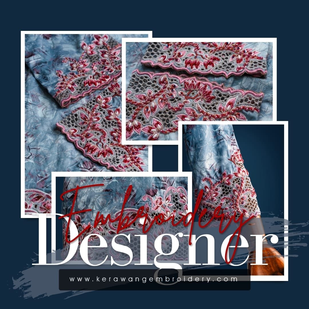 Baju Sulam Kurung Kedah Moden Motif Bunga Senduduk 10