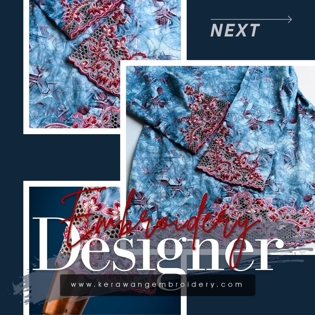 Baju Sulam Kurung Kedah Moden Motif Bunga Senduduk 14