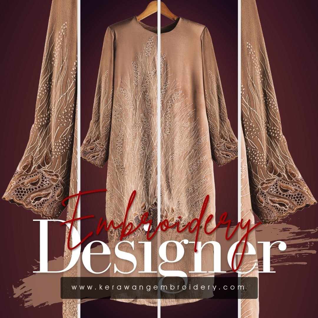 Kurung Moden Eksklusif Bersulam Kerawang Sarang Lebah 01