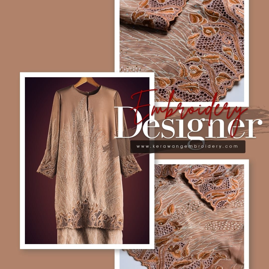 Kurung Moden Eksklusif Bersulam Kerawang Sarang Lebah 02