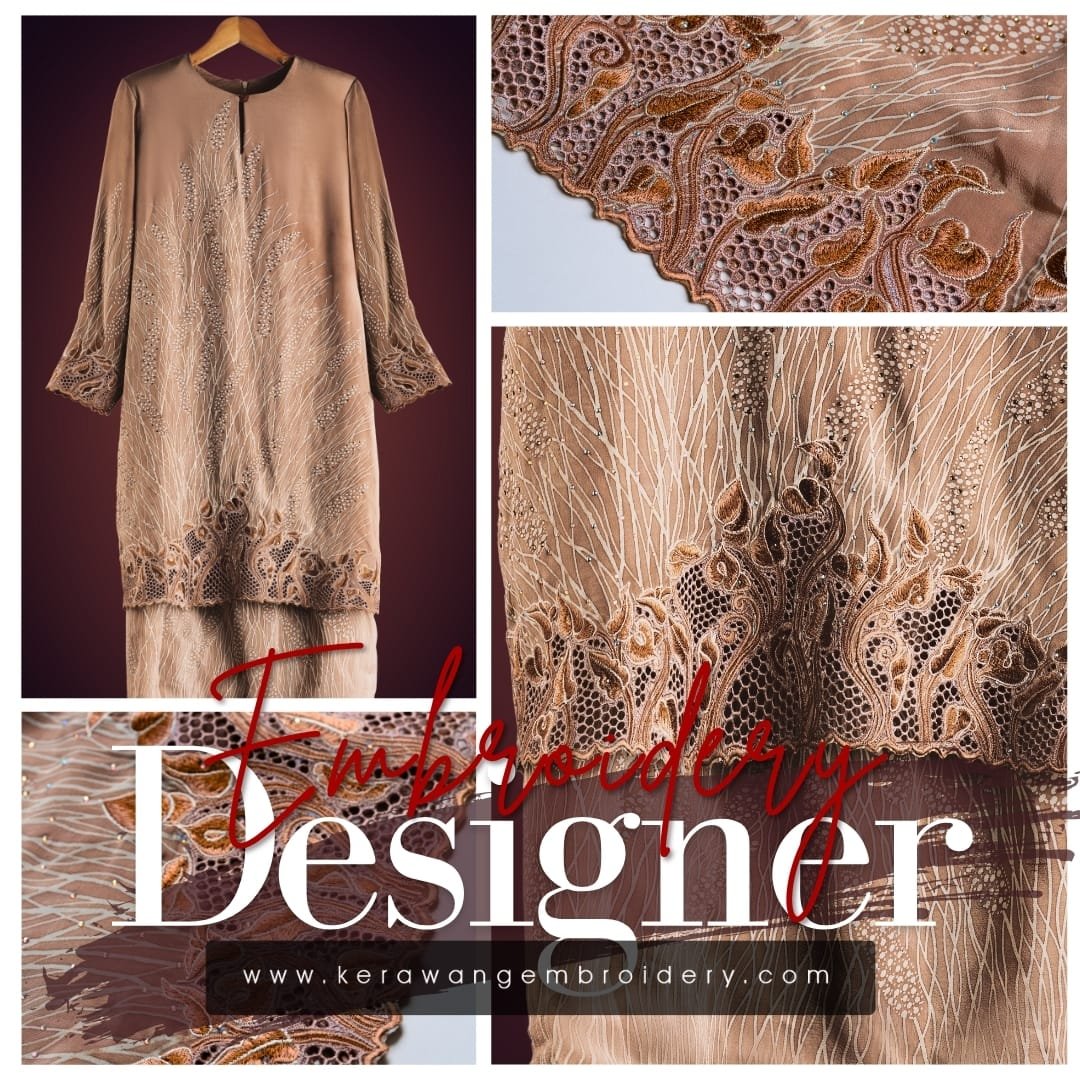 Kurung Moden Eksklusif Bersulam Kerawang Sarang Lebah 05