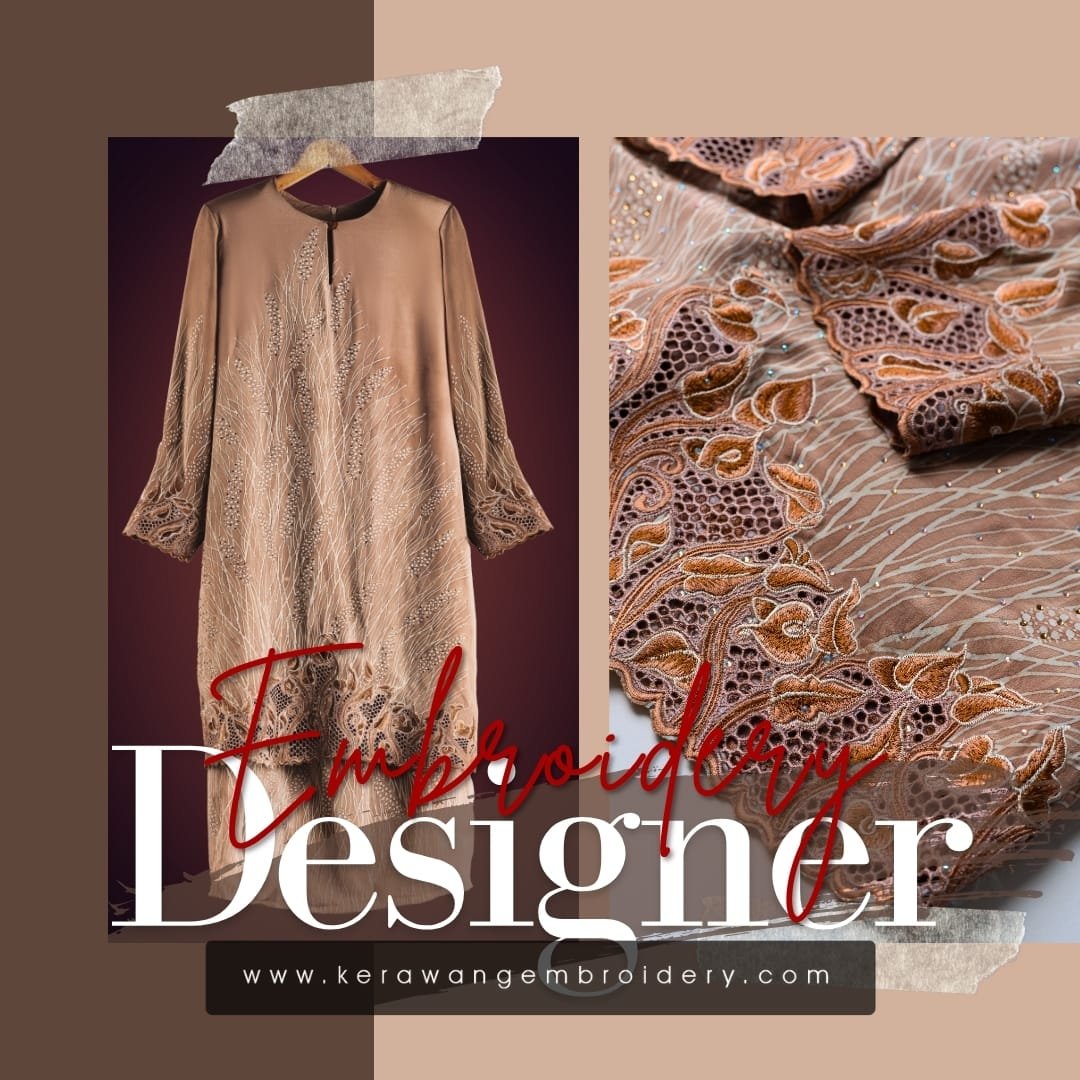Kurung Moden Eksklusif Bersulam Kerawang Sarang Lebah 06