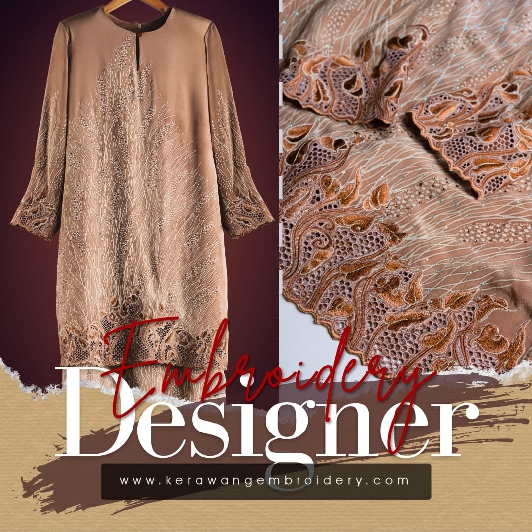 Kurung Moden Eksklusif Bersulam Kerawang Sarang Lebah 09